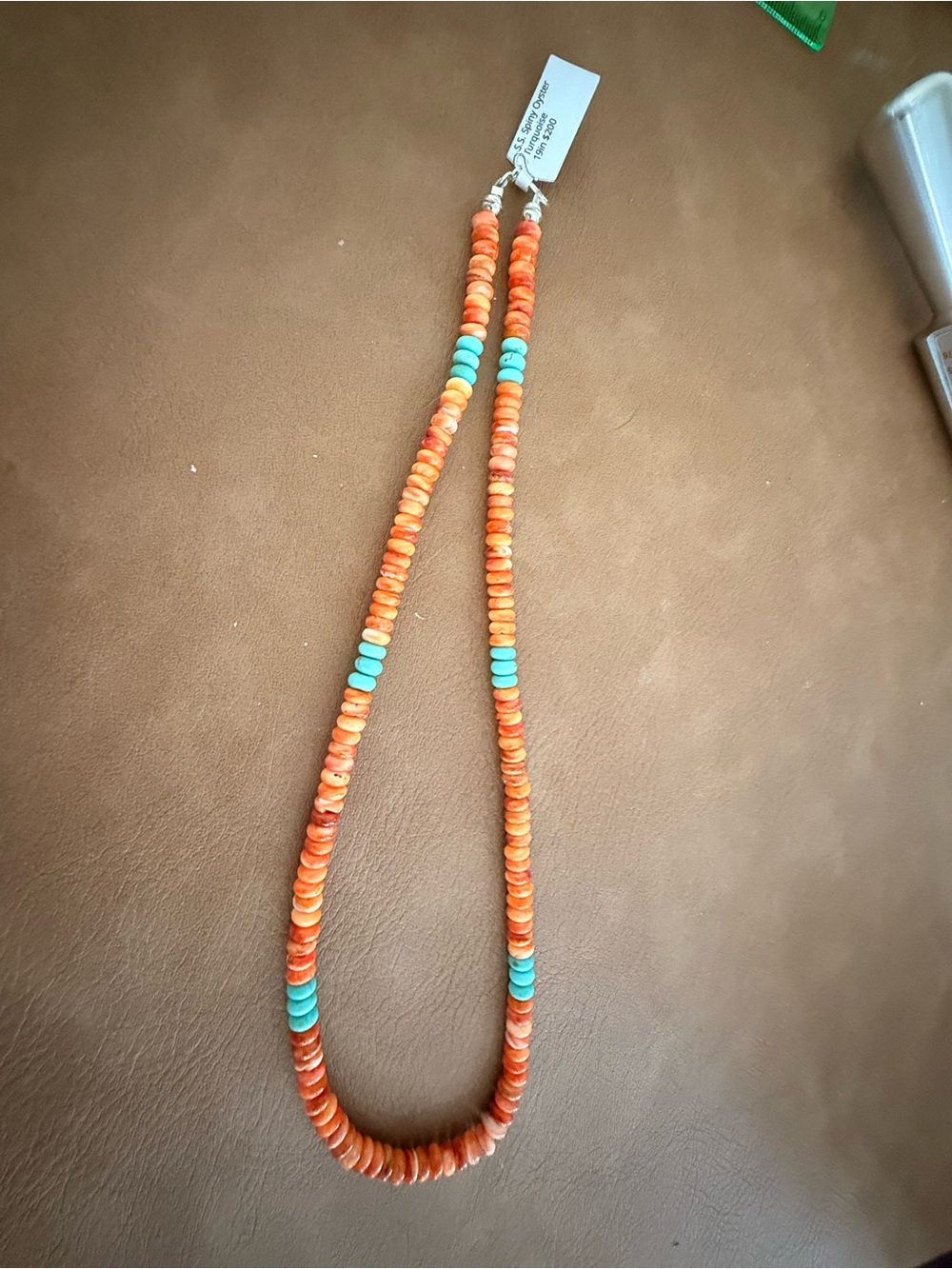 Spiny Oyster and Turquoise 19” necklace - Picture 3 of 4
